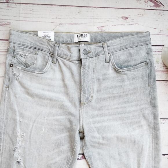 AGOLDE Sophie High Rise Skinny Crop Ankle Jeans Distressed Grey 31 NWT - Picture 4 of 8